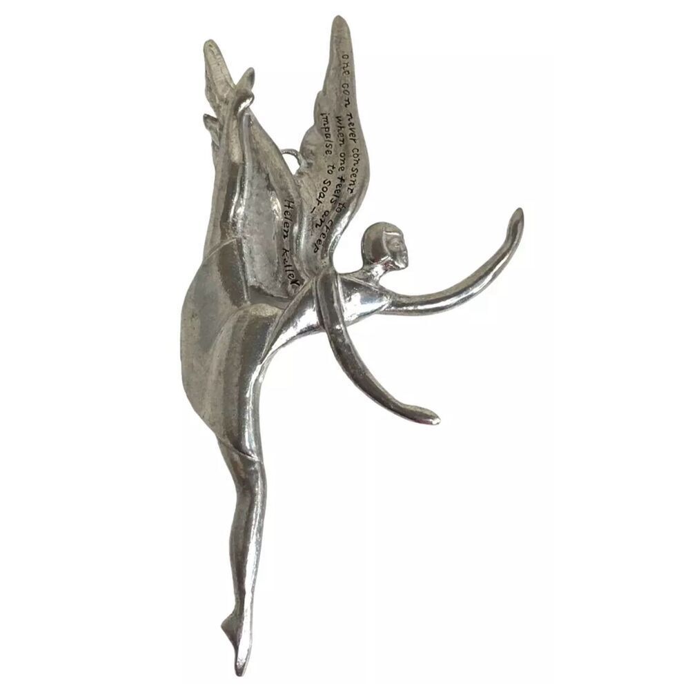 Seasons Of Cannon Falls Pewter Angel Fairy Ornament Hellen Keller Quote